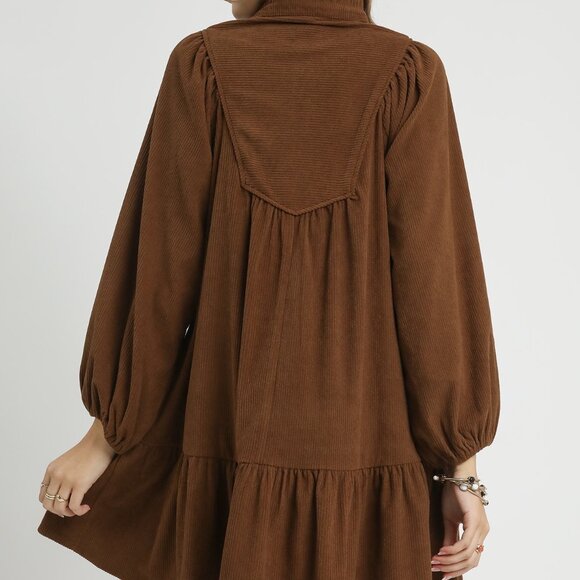Umgee‎ Corduroy Tiered Babydoll Dress - Picture 4 of 5